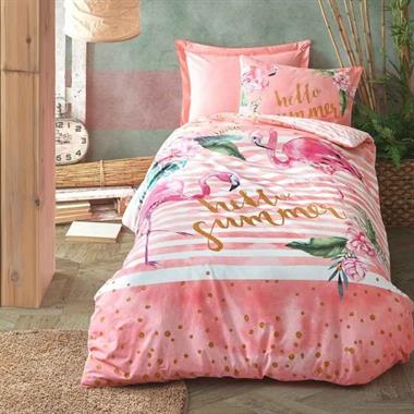 Genç Odası Tek Kişilik Nevresim Takımı Hello Summer Pembe