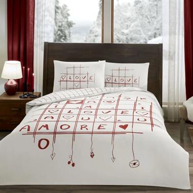 Taç Romenta Glowlu Ranforce Çift Kişilik Nevresim Takımı Kırmızı