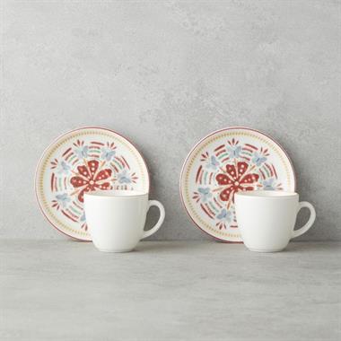 English Home Elvina Bone Porselen Kahve Fincan Takımı 90 ml Renkli 2 Kişilik