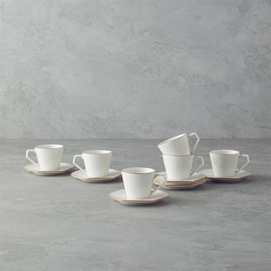 English Home Marlin 12 Parça Kahve Fincan Takımı Gold