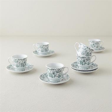 English Home Orient Yeşil Kahve Fincanı Takımı 80 ml 6 Kişilik Porselen