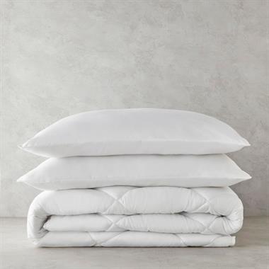 English Home Plain Beyaz Mikrofiber Çift Taraflı Yastık-Yorgan Seti 155x215 cm