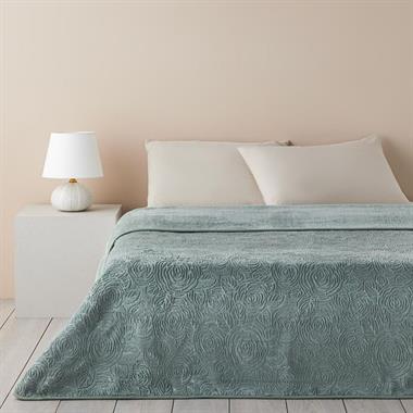 English Home Shabby Rose Emboss Çift Kişilik Battaniye 200x220 cm Seledon