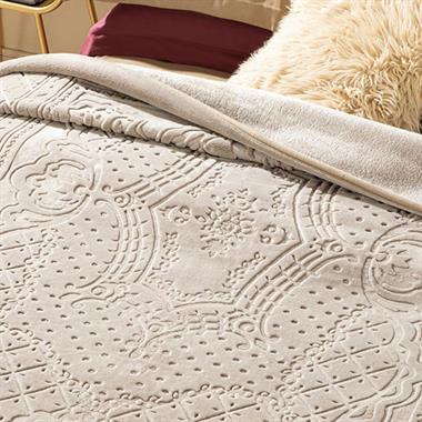 English Home Timeless Emboss Çift Kişilik Battaniye 200x220 cm Bej