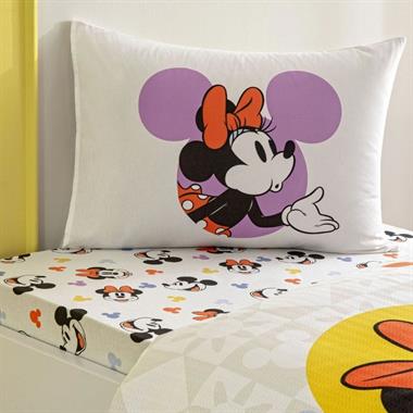 Taç Lisanslı Disney Minnie&Mickey BotanicTek Kişilik Pamuk Pike Takımı