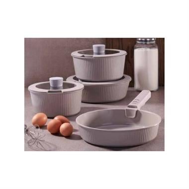 Korkmaz A2800 Pratika Çıkarılabilir Saplı 8 Parça Seramik Tencere Seti