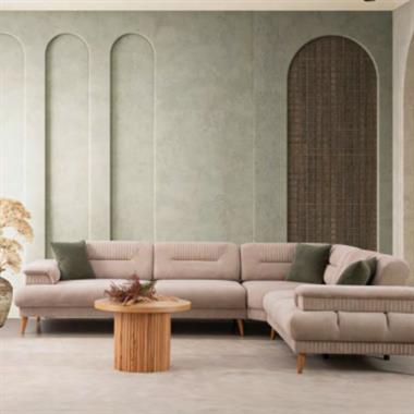 Karpet Köşe Koltuk Takımı 3LF RE 2RF A Serisi Fitilsiz Ahşap Ayak Modern L Koltuk