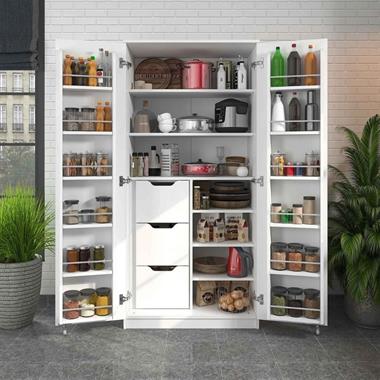 KD07-B Kiler 2 Kapılı 3 Çekmeceli Dolap Gövde Beyaz / Kapaklar Beyaz(1830*862*469)