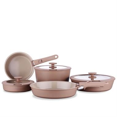 Korkmaz A2791-1 Nova Pratika 10 Parça Tencere Seti Mocha