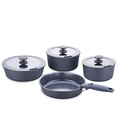 Korkmaz A2792-1 Nova Pratika 8 Parça Gri Tencere Seti İndüksiyon Uyumlu