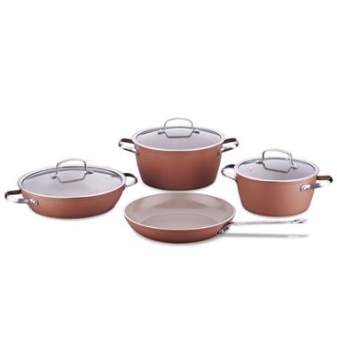 Korkmaz A3867-2 Nea Sera 7 Parça Seramik Tencere Seti Mocha Yapışmaz