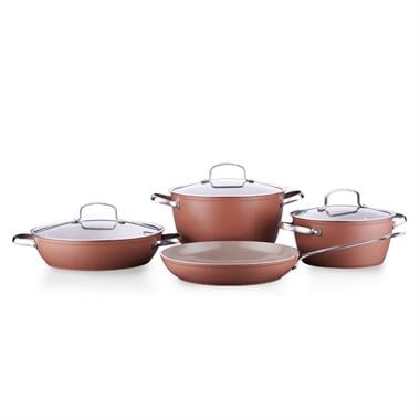 Korkmaz A3867-2 Nea Sera 7 Parça Seramik Tencere Seti Mocha Yapışmaz