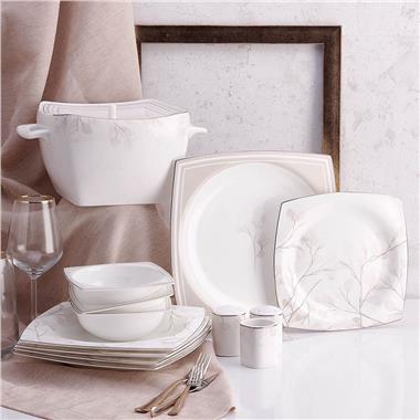 Korkmaz A8461 Bone Sel. 60 P Yemek Takımı (Kare)
