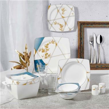 Korkmaz Bone Selection 60 Parça Kare Yemek Takımı