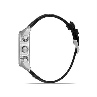 Casual Collection CC306S-04BS Erkek Kol Saati Siyah Deri Kayış Kronograf 43 mm
