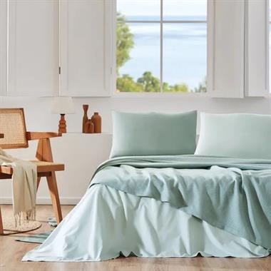 Özdilek Colourist Çağla Nil Tek Kişilik Pike Takımı %100 Pamuk Çizgili Yeşil