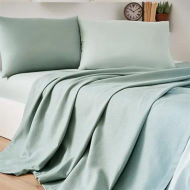 Özdilek Colourist Çağla Nil Tek Kişilik Pike Takımı %100 Pamuk Çizgili Yeşil