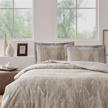 Özdilek Folha De Ouro Çift Kişilik Pamuk Nevresim Takımı Bej