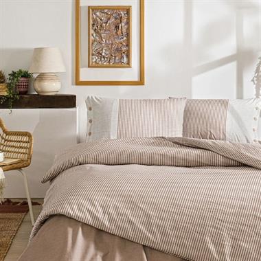 Özdilek Natural Line Çift Kişilik %100 Pamuk Ranforce Nevresim Takımı Somon