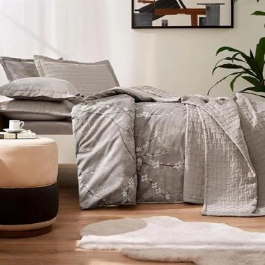 Özdilek White Sakura Çift Kişilik Yatak Örtüsü ve Nevresim Takımı Seti Bej