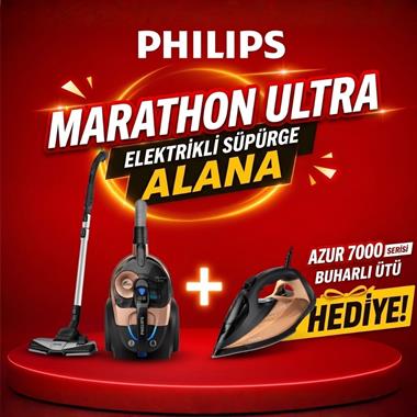 Philips BXA0078/00 Marathon Daily Torbasız Elektrik Süpürgesi + DST7040/80 7000 Serisi Buharlı Ütü Hediye