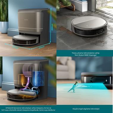 Philips HomeRun 9000 XU9100/10 Akıllı Çöp İstasyonlu Robot Süpürge