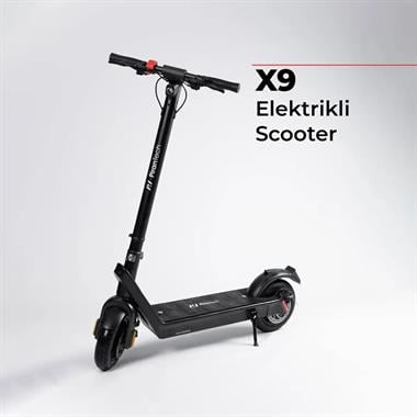 Pirantech X9 Elektrikli Scooter - Çıkartılabilir Bataryalı Max 850W Katlanabilir Scooter - Siyah