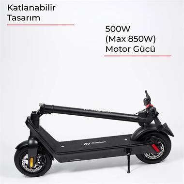 Pirantech X9 Elektrikli Scooter - Çıkartılabilir Bataryalı Max 850W Katlanabilir Scooter - Siyah