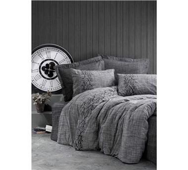 Plain Tek Kişilik Nevresim Takımı Sooty Gri