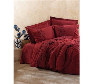 Plain Tek Kişilik Nevresim Takımı Sooty Bordo