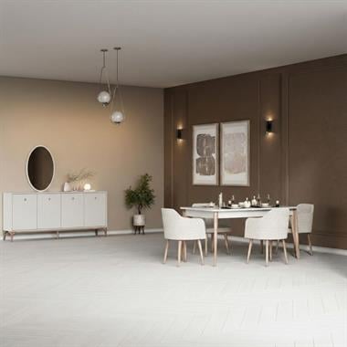 Polo Ünitesiz Yemek Odası Takımı Aynalı 6 Sandalyeli Krem