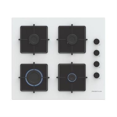 Profilo OE36P2P11D Beyaz Cam Yüzeyli 4 Gözlü Gazlı Ankastre Ocak