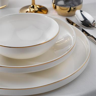Schafer 1S0020-01001-GLD02 Adel Gold Yuvarlak Yemek Takımı-56 Prç.-Gold