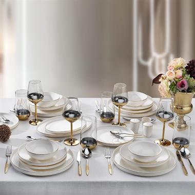 Schafer 1S0020-01001-GLD02 Adel Gold Yuvarlak Yemek Takımı-56 Prç.-Gold