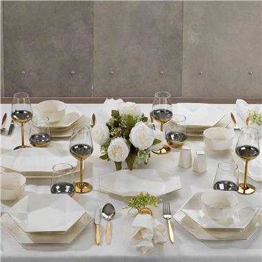 Schafer 1S2805-01001-GLD01 Hexa Yemek Takımı-56 Parça-Gold