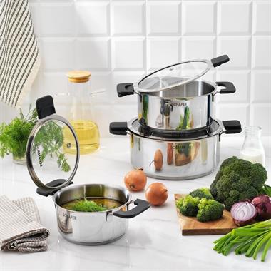 Schafer 1S3207-13002-INX01 Iconic Çelik Tencere Seti 6 Parça-Inox