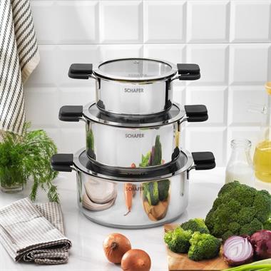 Schafer 1S3207-13002-INX01 Iconic Çelik Tencere Seti 6 Parça-Inox