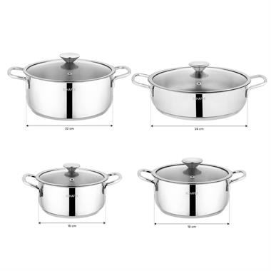 Schafer 1S6466-13002-INX02 Steel Storm Çelik Tencere Seti 8 Parça-Inox