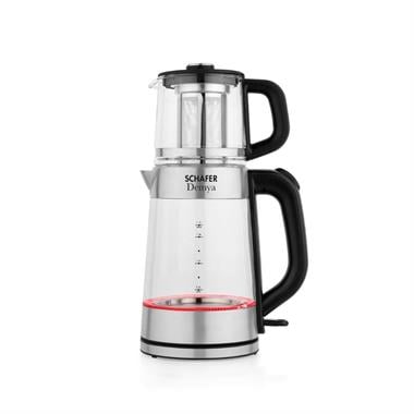 Schafer Demya Elektrikli Cam Çay Makinesi 1.7 L + 1.0 L İnox 2200 W