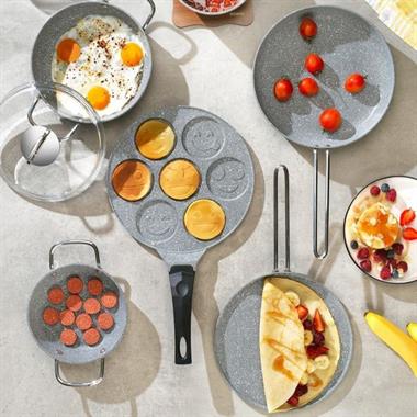 Schafer Breakfast 7 Parça Granit Kahvaltı Pişirme Seti Gri