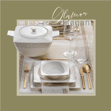 Schafer Glamor Elegant Yemek Takımı-60 Parça-Beyaz