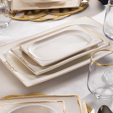Schafer Glamor Regal Gold 60 Parça Bone China Kare Yemek Takımı