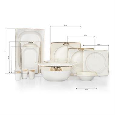 Schafer Glamor Regal Gold 60 Parça Bone China Kare Yemek Takımı