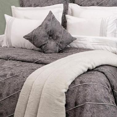 Schafer Paloma 11 Parça Gri Çeyiz Seti – Jakarlı Yatak Örtüsü, Nakışlı Nevresim ve Battaniye