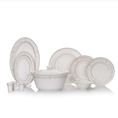 Schafer 1S5902-01001-ALT01 Queen Natty Bone Yuvarlak Yemek Takımı-60 Prç.-Alt