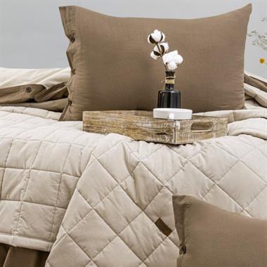 Schafer Soft Çift Kişilik Yatak Örtüsü Nevresim Seti 5 Parça Bej 230x250