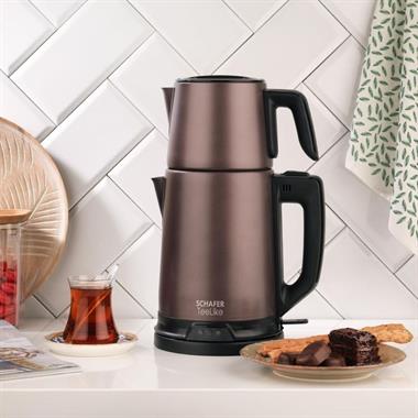 Schafer TeeLike Elektrikli Çay Makinesi 1.8L 1800W Paslanmaz Çelik Kahverengi
