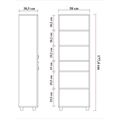 B-184 Bohem Cam Lake Kapaklı Çok Amaçlı Dolap 60x40x180 cm Beyaz
