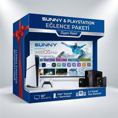 Sunny 50 4K Smart TV + Sony PS5 Slim Digital + Leader R205 Ses Sistemi Eğlence Paketi