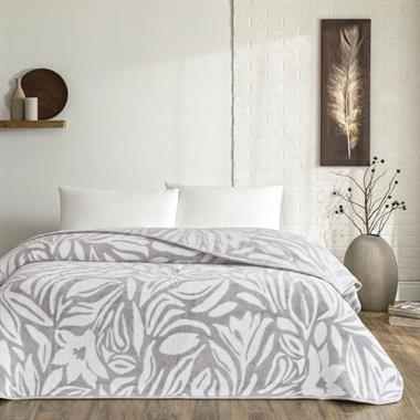 Taç Alına %100 Polyester Tek Kişilik Battaniye Gri